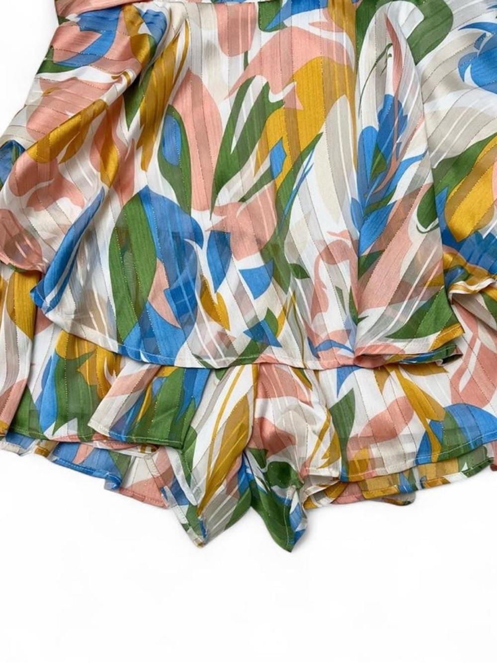 Luxxel Multicolor Striped Floral Tie-Shoulder Romper - Picture 4 of 8